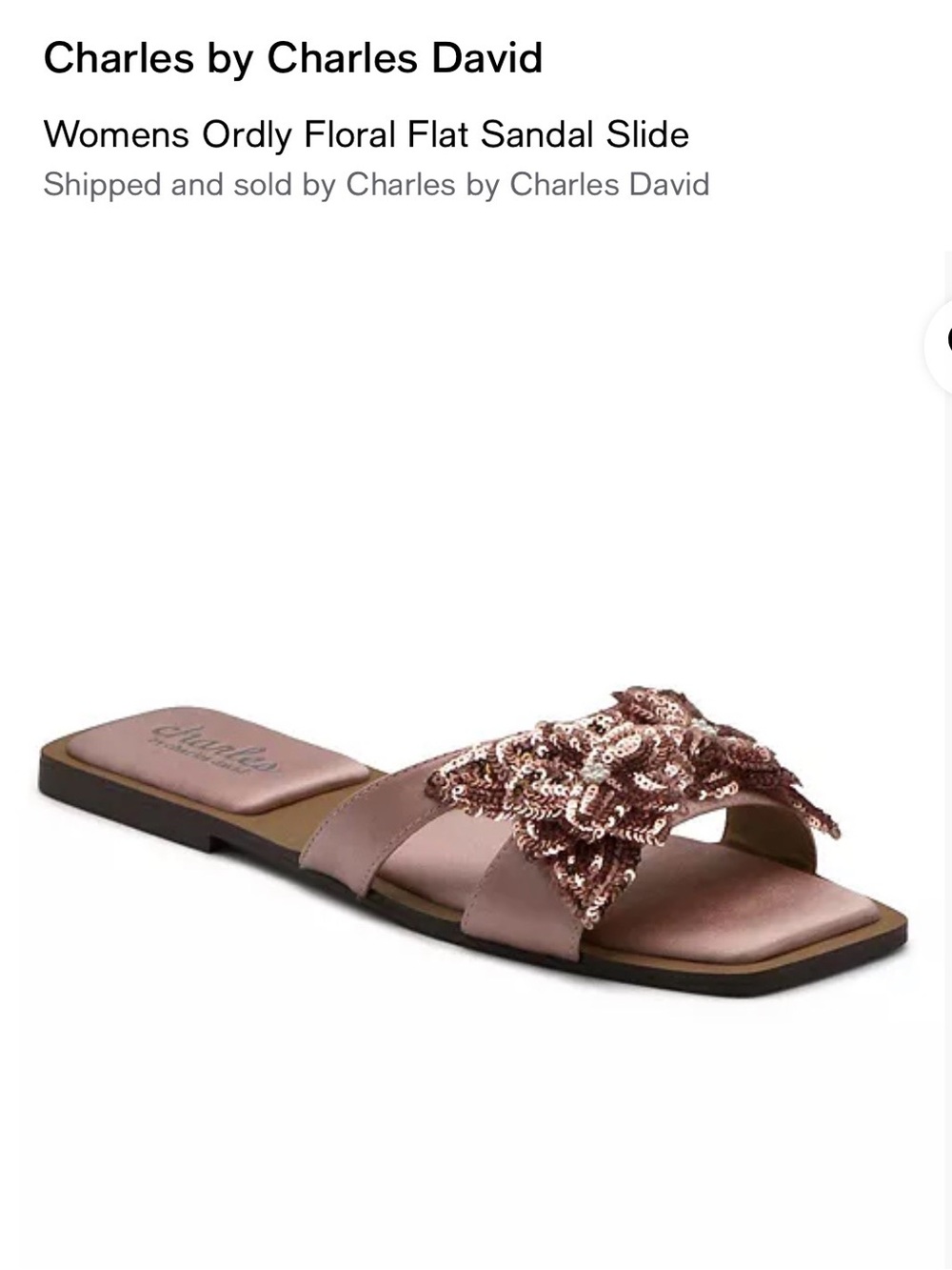 Charles by Charles David Rose Metallic Floral Sequin Slide Sandal